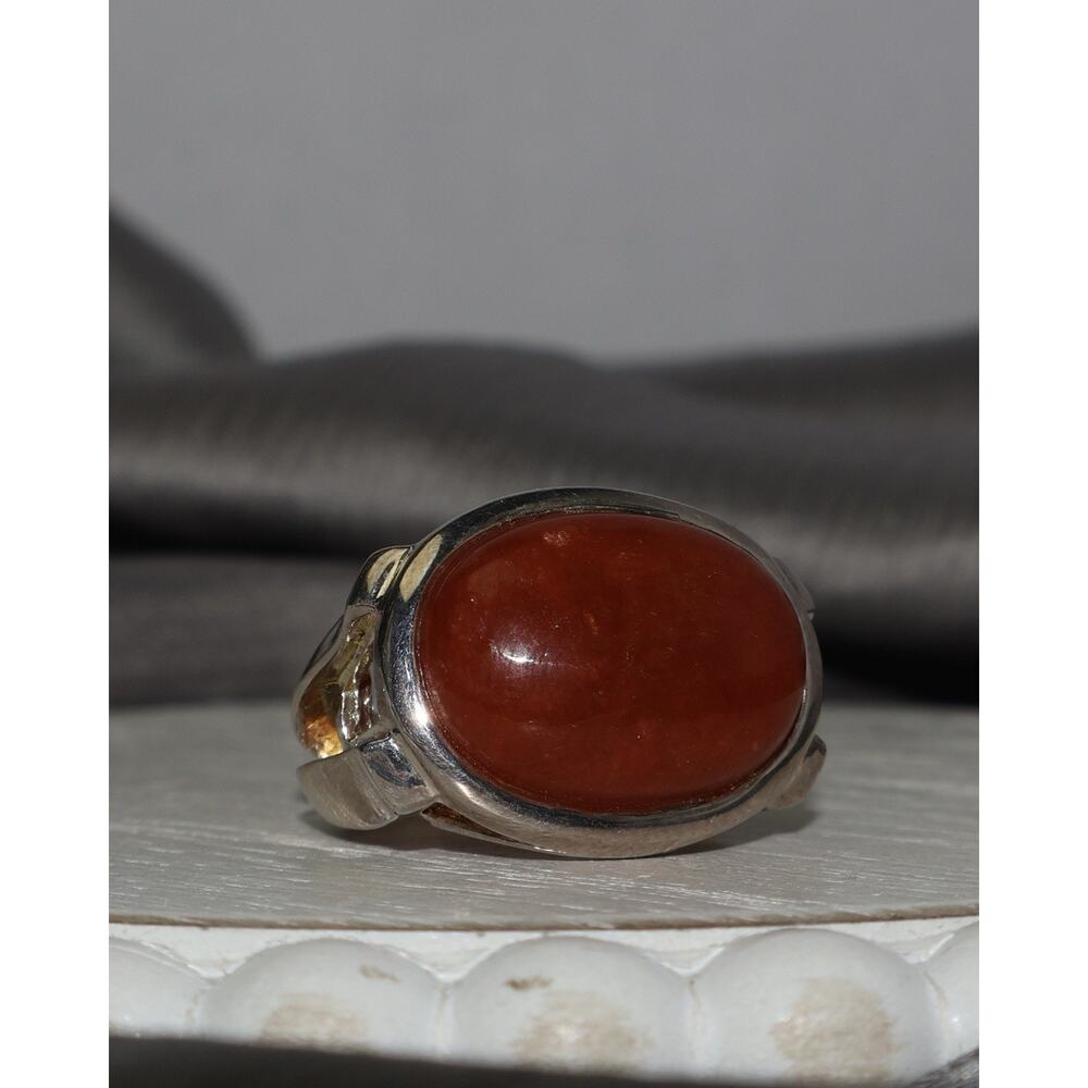 Vintage Sterling Silver Red Agate Ring 8.7G / Sz 5